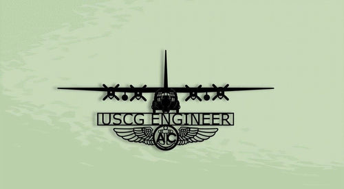 Hc130h Hercules Uscg Engineer With Aircrew Wings Metal Sign Cut Metal Sign Wall Decor