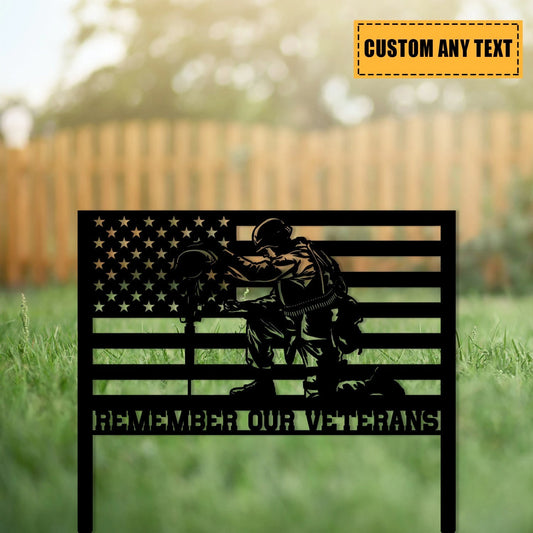 Personalized Remember Our Veteran Metal Sign, Veterans Day Gift For Proud Soldiers, Metal Laser Cut Metal Signs Custom Gift Ideas - 8 inches - metal sign