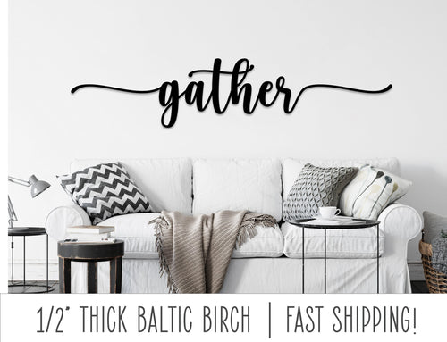 Gather Sign Gather Wood Sign Gather Wall Decor Gather Word Sign Wood Cutout Sign Wood Words Dining Room Wall Decor Signs For Home