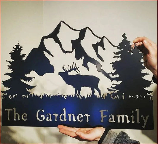 Hunting dear the family name Personalized Cut Metal Sign Laser Cut Metal Signs Custom Gift Ideas - 8 inches - metal sign