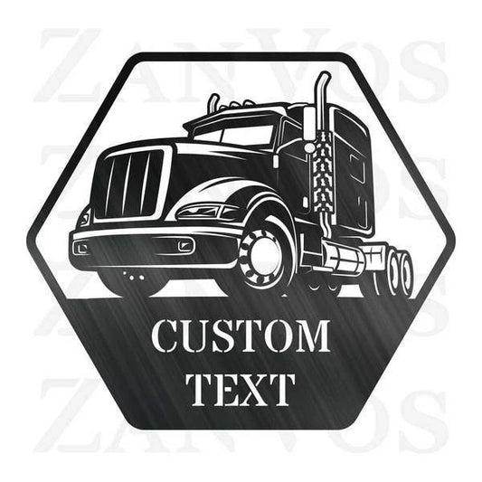 Semi Truck Monogram V4 Customized Metal Signs, Custom Metal Sign, Custom Signs, Metal Sign Laser Cut Metal Signs Custom Gift Ideas - 8 inches - metal sign