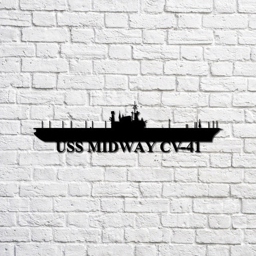 USS Midway CV41 carrier Navy Ship Metal Sign, Memory Wall Metal Sign Gift for Navy Veteran Laser Cut Metal Signs Custom Gift Ideas