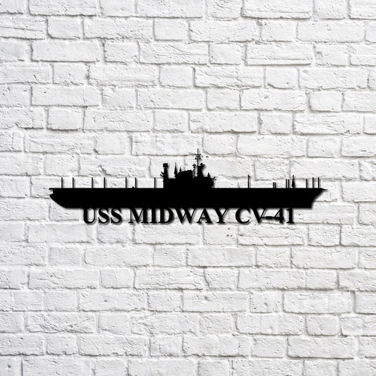 USS Midway CV41 carrier Navy Ship Metal Sign, Memory Wall Metal Sign Gift for Navy Veteran Laser Cut Metal Signs Custom Gift Ideas