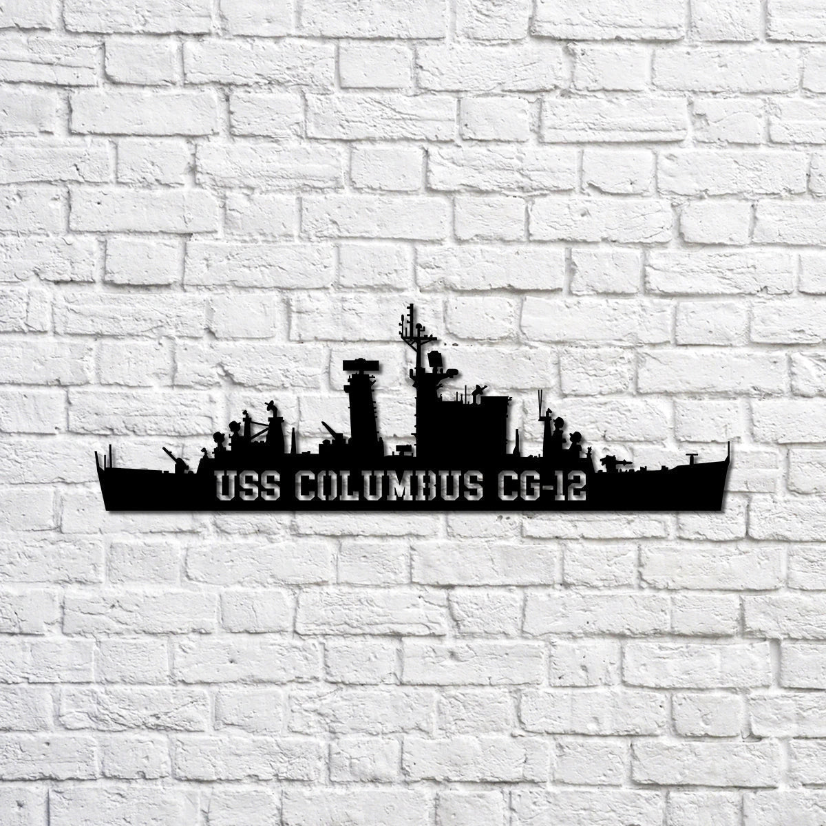 Uss Columbus Cg12 Navy Ship Metal Sign, Memory Wall Metal Sign Gift For Navy Veteran, Navy Ships Silhouette Metal Sign Laser Cut Metal Signs Custom Gift Ideas