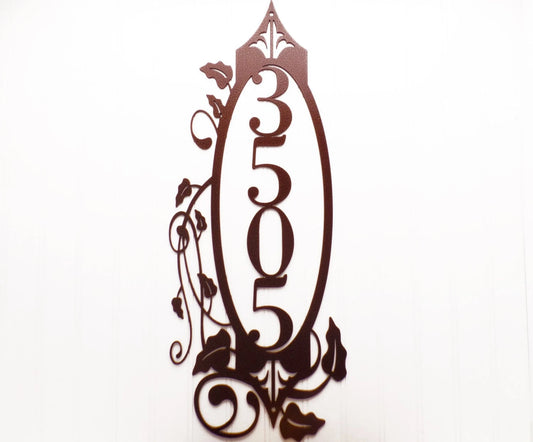 Vertical Outdoor House Number Metal Sign 4 Digit Copper Metal Sign Custom Sign Metal House Numbers