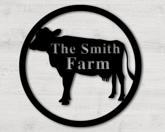 Cow Farm Metal Sign, Custom Cow Sign, Personalized Cow Barn Sign, Cow Metal Wall Art, Dairy Farmer Gift - metal sign