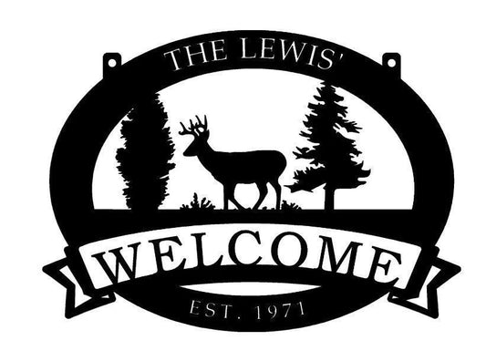 Metal Buck Sign Personalized Welcome Sign With Your Name Or Farm Name, Metal Wall Art, Metal House Sign - metal sign