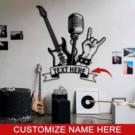 Personalized Rock N Roll Metal Wall Art, Signs For Rocker, Music Room Decor, Custom Name, Rock Lover - metal sign