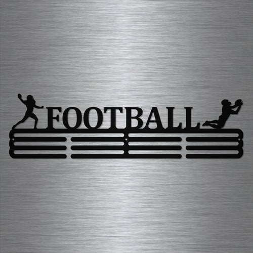 Football Medal Hanger Holder Display Rack 3 Rung Cut Metal Sign