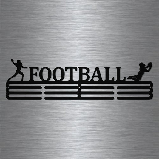Football Medal Hanger Holder Display Rack 3 Rung Cut Metal Sign - 8 inches - metal sign