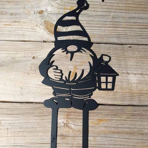 Gnome Metal Garden Sign Tall Cut Metal Sign Wall Metal Art