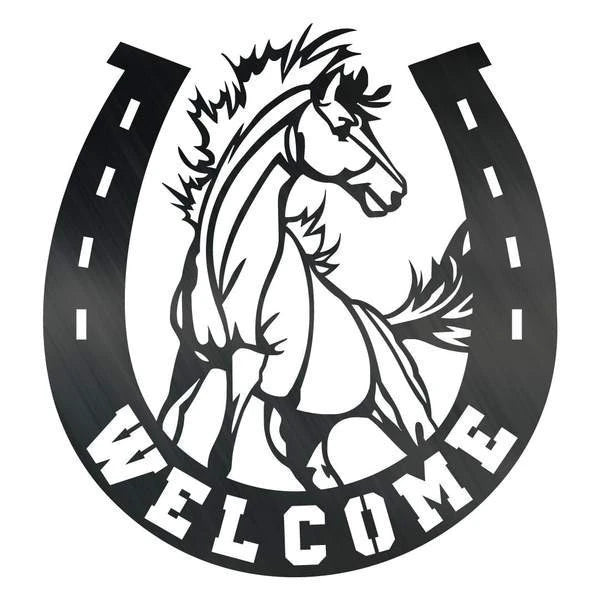 Horseshoe Welcome Customized Metal Signs Custom Metal Sign Custom Signs Metal Sign
