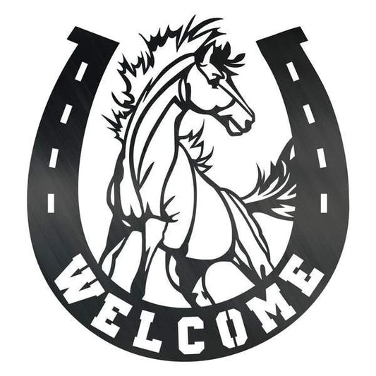 Horseshoe Welcome Customized Metal Signs Custom Metal Sign Custom Signs Metal Sign - 8 inches - metal sign