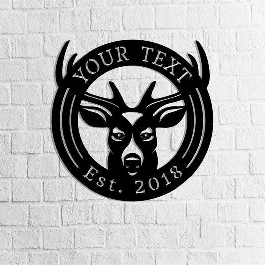 Deer Antlers Custom Deer Sign Steel Art Antler Sign Family Name Sign Wreath Ranch Sign Deer Antlers - 8 inches - metal sign