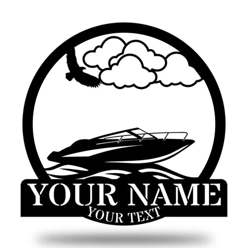 Speed Boat Monogram Customized Metal Signs, Custom Metal Sign, Custom Signs, Metal Sign Laser Cut Metal Signs Custom Gift Ideas