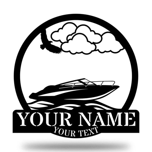 Speed Boat Monogram Customized Metal Signs, Custom Metal Sign, Custom Signs, Metal Sign Laser Cut Metal Signs Custom Gift Ideas - 8 inches - metal sign