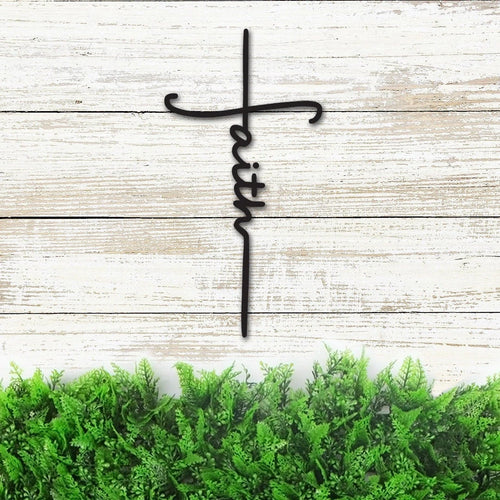 Faith Cross Metal Sign Christian Cross Wall Decor Religious Gift For Christians Baptism Gift Faith Word In Cross