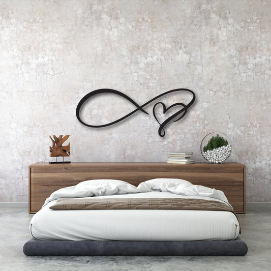 Metal Infinity Heart Sign Metal Infinity Symbol And Heart Wall Decor Love Valentine Gift MetalSign Infinity Love Wedding Sign - 8 inches - metal sign