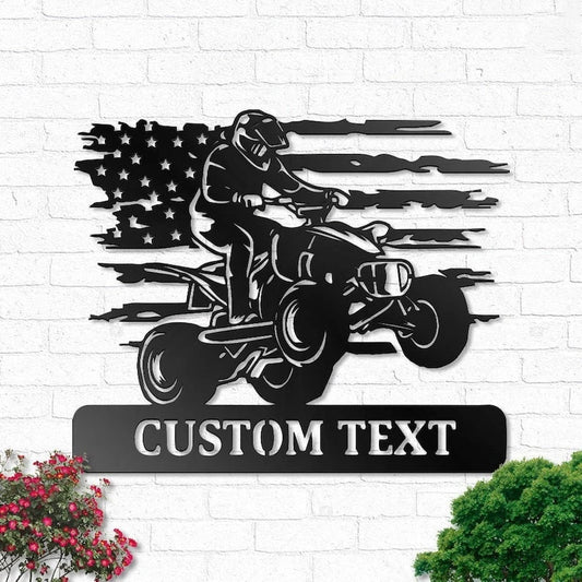 Custom Us Quad Dirt Bike Personalized Us Atv Name Sign Decoration For Living Room Biker Outdoor - 8 inches - metal sign