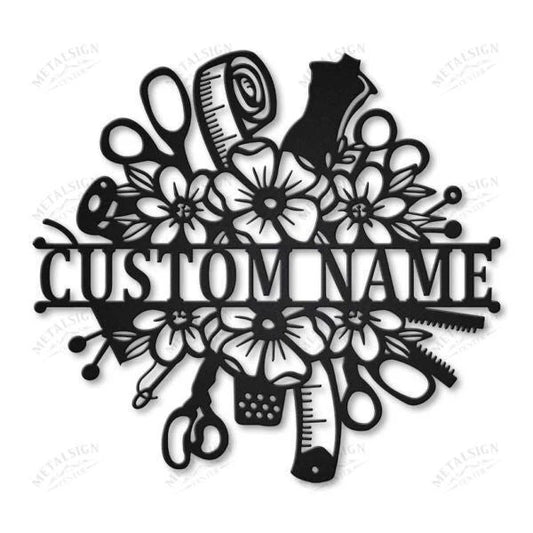 Personalized Sewing Metal Wall Decor, Cut Metal Sign, Metal Wall Art, Metal House Sign, Metal Laser Cut Metal Signs Custom Gift Ideas - 8 inches - metal sign