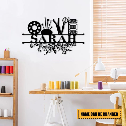 Personalized Sewing Metal Sign, Custom Sewing Room Metal Art, Wall Decor, Metal Laser Cut Metal Signs Custom Gift Ideas - 8 inches - metal sign