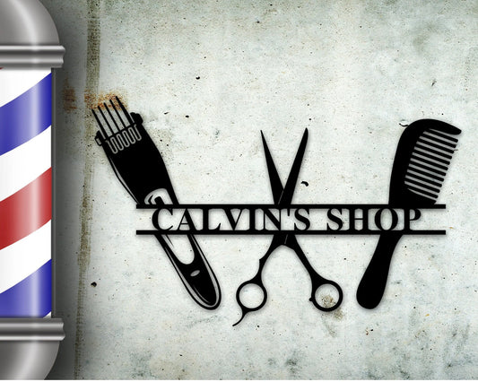 Barber Shop Sign, Barber Shop Decor, Custom Business Sign, Handmade Business Metal Sign, Personalized Metal Barber Sign, Vintage Style Sign, Metal Laser Cut Metal Signs Custom Gift Ideas