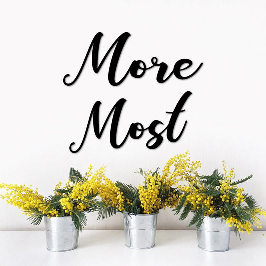 More And Most Metal Signs Love You More Love You Most Word Art Master Bedroom Decor Script Font Words For The Wall - 8 inches - metal sign