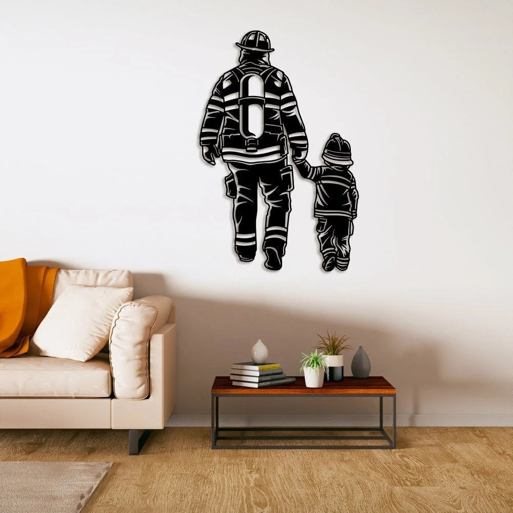 Firefighter Father And Son Metal Sign Gift For Father's Day Fireman Gift Love Father Sign For House Wall Decor