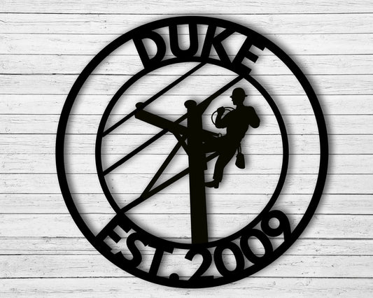 Personalized Family Name Sign For Lineman, Custom Lineman Sign, Construction Lineman Sign, Custom Name - metal sign