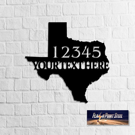 Number Address Sign, Personalized Number House, Texas State House Number, Rustic Sign, Texas State - metal sign