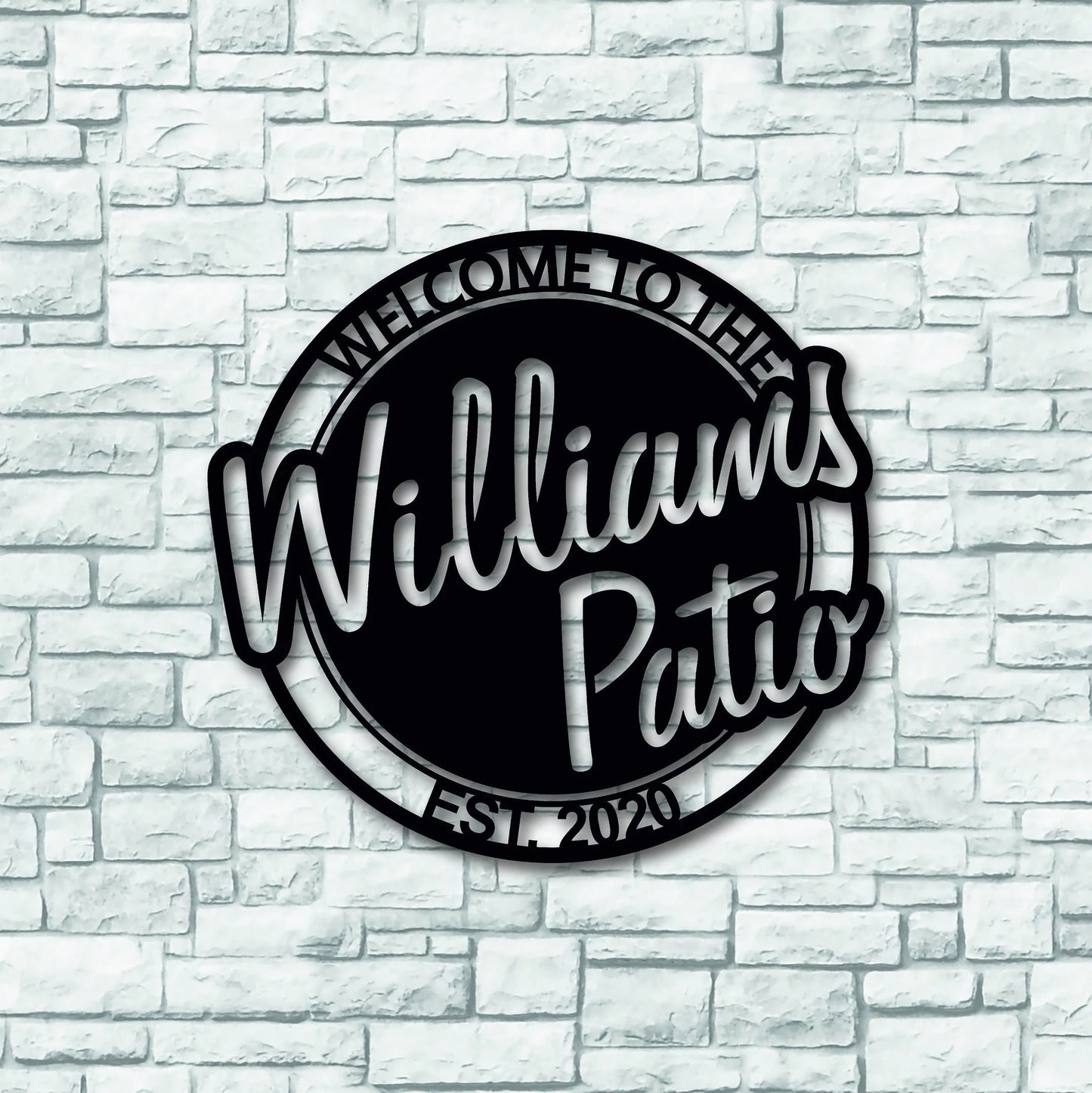 Personalized Welcome To The Patio With Established Date Metal Sign, Metal Last Name Sign, Personalized Metal Name Sign, Metal Wall Art Decor Laser Cut Metal Signs Custom Gift Ideas