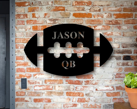 Personalized Metal Football Sign, Boys Football Art, Outdoor Patio Metal Signs, Personalized Football - metal sign