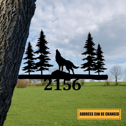 Customized Wolf Metal Tree Stake, Wild Animals Garden Decor Laser Cut Metal Signs Custom Gift Ideas - 8 inches - metal sign