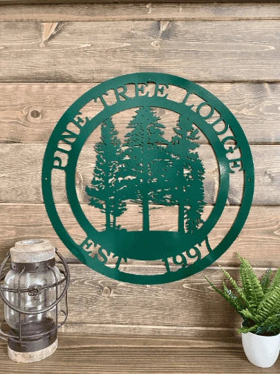 Personalized Pine Tree Metal Sign Cut Metal Sign Metal House Sign - 8 inches - metal sign