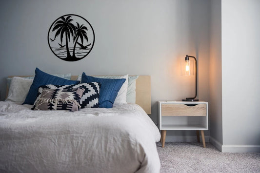 Palm Tree Sea And Bird Wall Art Decor Cut Metal Sign Laser Cut Metal Signs Custom Gift Ideas - 8 inches - metal sign
