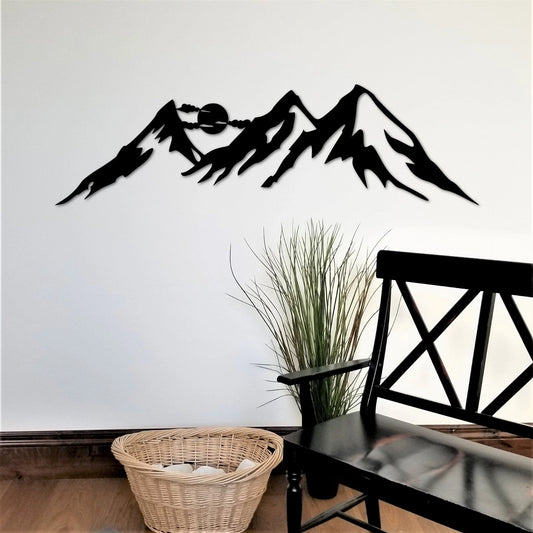 Mountains Mountain Landscape Mural For Nursery Cabin Lake House Mountain Gifts Living Room Master Bedroom Decor - 8 inches - metal sign