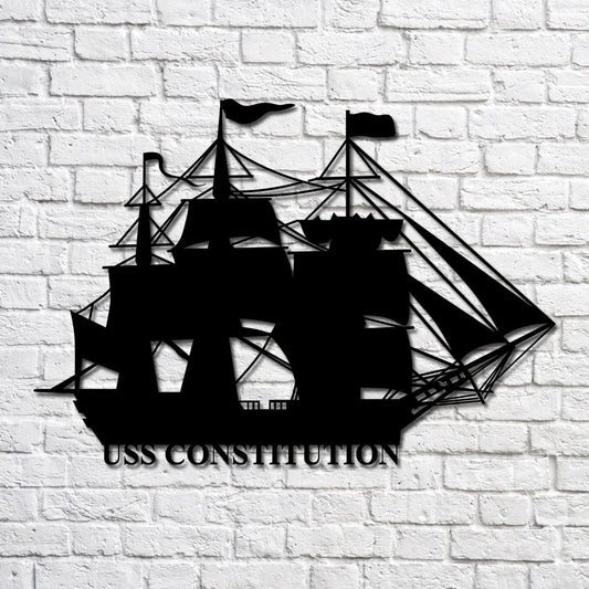 Uss Constitution Navy Ship Metal Art, Custom Us Navy Ship Cut Metal Sign, Gift For Navy Veteran, Navy - metal sign