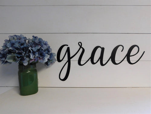 Grace Sign Metal Grace Sign Rustic Word Art Sign Metal Signs Metal