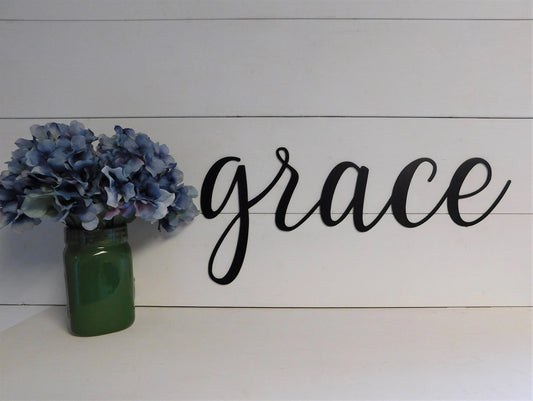 Grace Sign Metal Grace Sign Rustic Word Art Sign Metal Signs Metal - 8 inches - metal sign