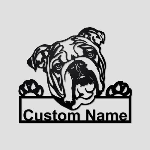 Personalized Custom British Bulldog Metal Sign for Dog Lover Custom Name