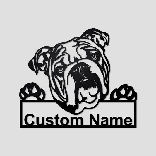 Personalized Custom British Bulldog Metal Sign for Dog Lover Custom Name - 8 inches - metal sign
