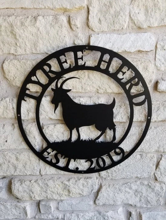 Goat Metal Sign, Established, Custom Goat, Farmer Sign, Personalized, Plasma Cut Steel Sign, Metal Art - metal sign