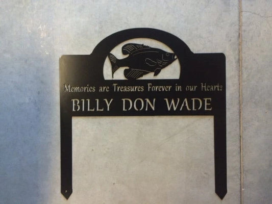 Metal Fish In Memory Sign On Stakes Metal House Sign - 8 inches - metal sign