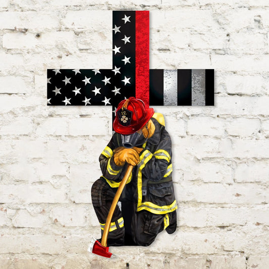 Personalized Firefighter Metal Sign Firemen American Flag Sign Gift Come Home Safe Firefighter Gifts Fire Department Gift Fireman Gift - 8 inches - metal sign