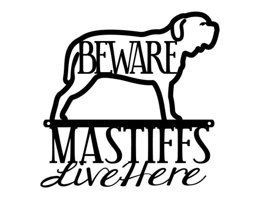 Neapolitan Mastiffs Live Here Metal Sign Black Neapolitan Mastiff Mastiff Door Sign Dog - 8 inches - metal sign