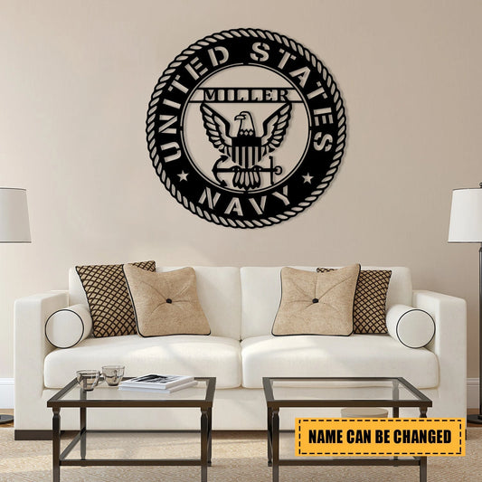 Personalized Name Us Navy Veteran Metal Sign, Metal Laser Cut Metal Signs Custom Gift Ideas - 8 inches - metal sign