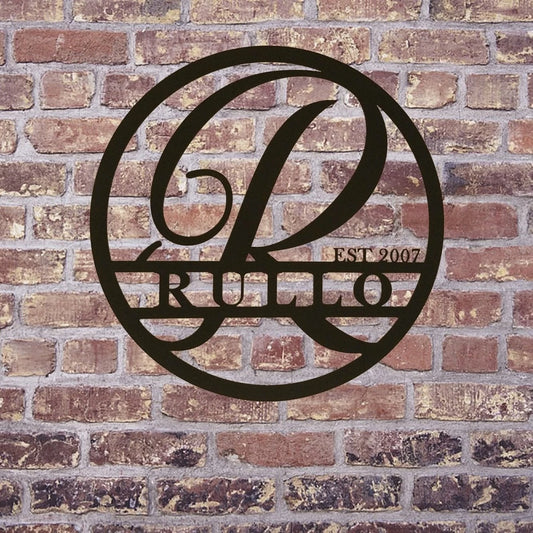 Personalized Round Family Name With Initial & Established Date Metal Sign Steel Monogram Sign Indoor Or - metal sign
