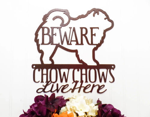 Chow Chow Dog Metal Sign Beware Of Dog Sign Outdoor Sign Dog Mom Gift Laser Cut Steel