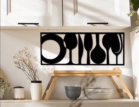 Kitchen utensils minimalist wall art Cut Metal Sign Laser Cut Metal Signs Custom Gift Ideas - 8 inches - metal sign