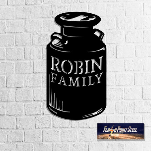 Farmhouse Sign, Milk Can Metal Sign, Personalized Milk Can, Family Sign, Established, Fresh Milk Market - metal sign